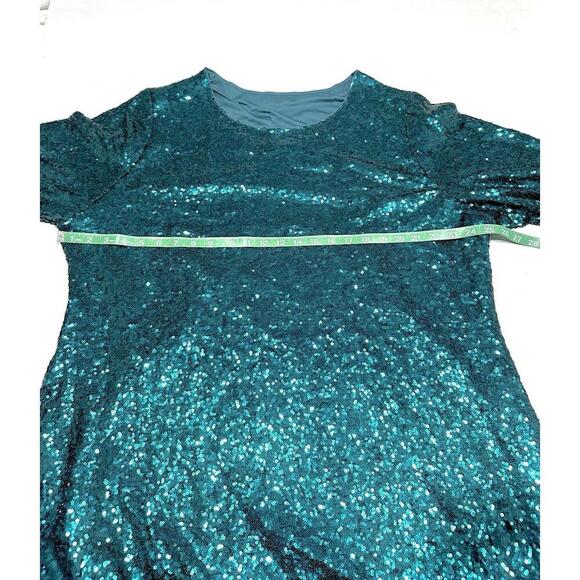 NWT Pinup Fashion Womens Sequin Dress Long Sleeve Green Coctail Plus Size 24 - Picture 14 of 15
